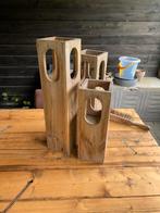Houten Kaarsenhouders Set van 3, Ophalen, Overige materialen, Gebruikt, Overige kleuren