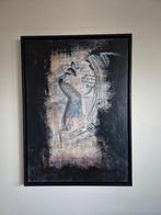 Abstract mixed media portret van vrouw, Ophalen of Verzenden