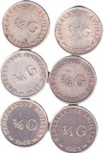 NEDERLANDSE  ANTILLEN   1/4 GULDEN   6 STUKS   ZILVER, Postzegels en Munten, Munten | Nederland, Verzenden, Koningin Juliana, Zilver