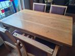 Eetkamertafel met 4 stoelen blank eiken 90/140, Ophalen, Gebruikt, Overige kleuren, Vier