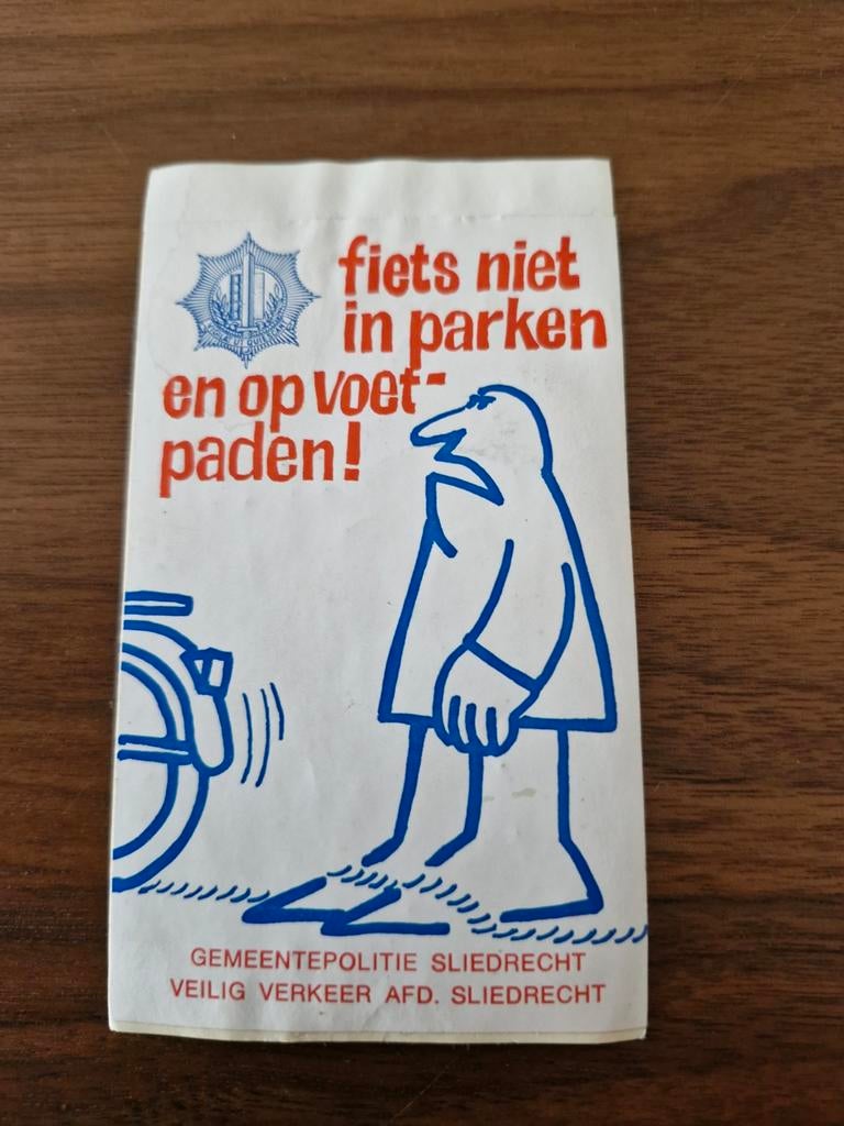 4559 Sticker Politie Sliedrecht - Fietsen in parken?, Ophalen of Verzenden