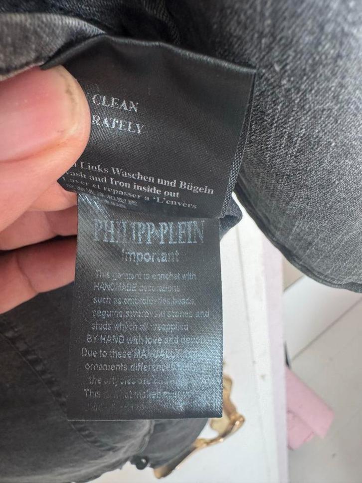 Philipp Plein Denim Jacket - Maat L - Grijs, Kleding | Heren, Jassen | Zomer, Gedragen, Maat 52/54 (L), Grijs, Ophalen of Verzenden