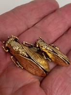 30 jarige dubbelle broche cicade, Verzenden, Overige materialen, Broche, Verguld