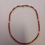 Vintage ketting met bloedkoralen 42 cm lang, Sieraden, Tassen en Uiterlijk, Kettingen, Ophalen of Verzenden
