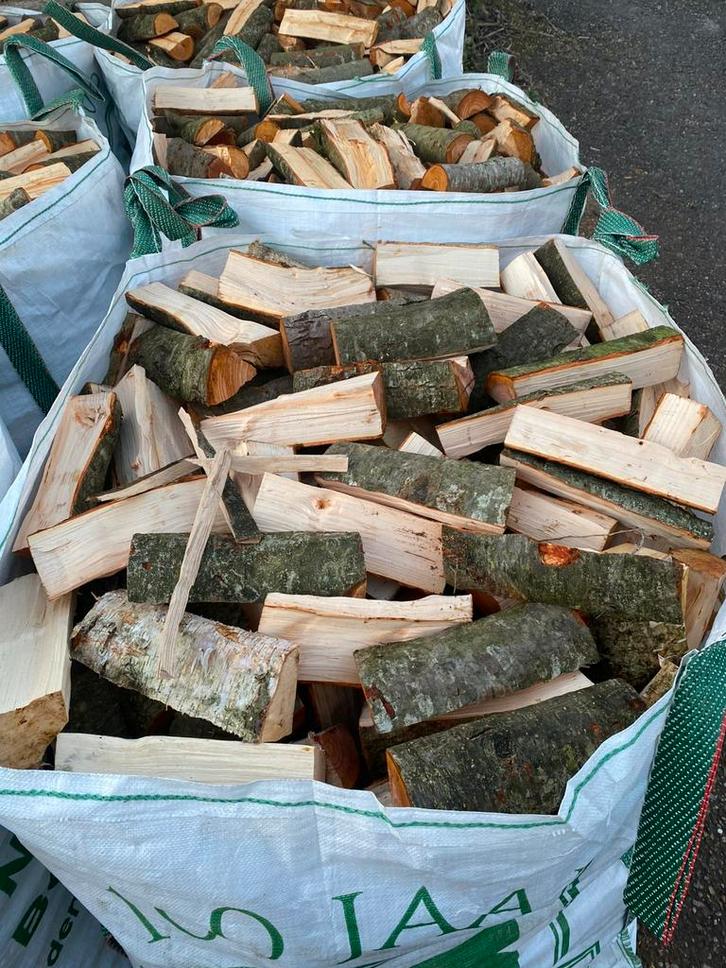 Haardhout, vers gekloofd, els en berk, € 100 per m3, Tuin en Terras, Haardhout, Blokken, Elzenhout, Minder dan 3 m³, Ophalen