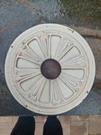 Prachtig antiek gietijzeren ventilatierooster pokhouten knop, Ophalen of Verzenden