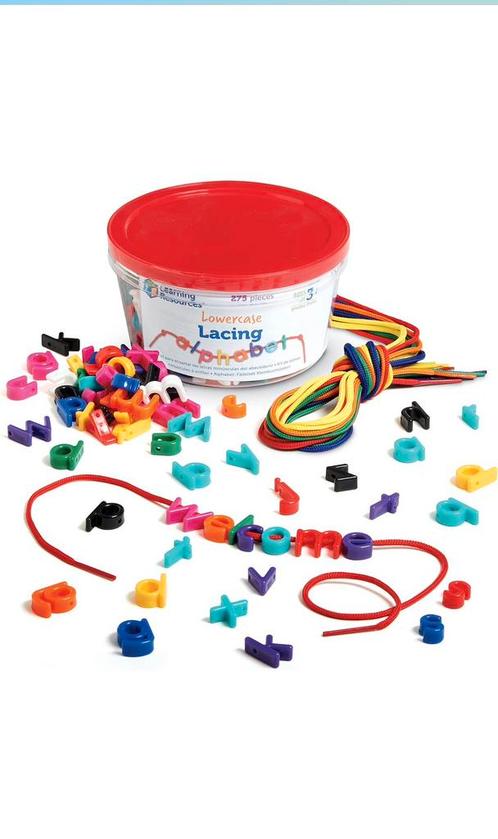 Learning Resources lowercase lace up Alphabet 275-Piece, Kinderen en Baby's, Speelgoed | Educatief en Creatief, Nieuw, Ophalen