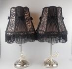 Set van 2 Handgemaakte Victoriaanse Lampenkap Zwart 19e eeuw, Beige, Nieuw, Ophalen of Verzenden, Overige vormen