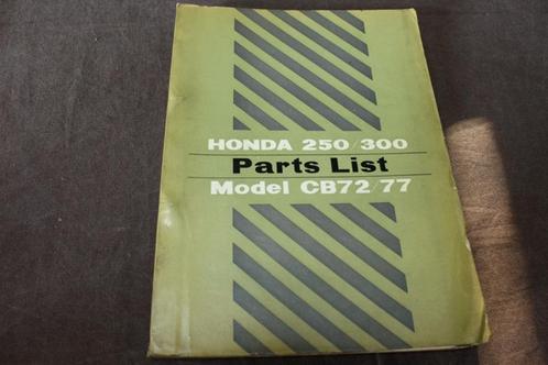 Honda CB72 CB77 1961 motorcycle parts list CB250 CB300, Motoren, Handleidingen en Instructieboekjes, Honda, Ophalen of Verzenden