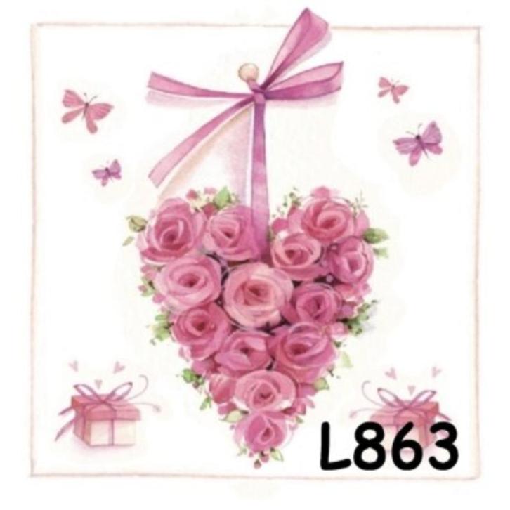 SServetten decoupage/bullet journal – hart met rozen L863, Hobby en Vrije tijd, Knutselen, Nieuw, Materiaal, Verzenden