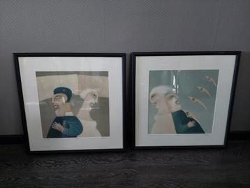 2 Werken/ zeefdruk van Robert Heijkoop in Lijst beschikbaar voor biedingen
