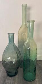 Mica vazen set - blauw/groen decoratie, Ophalen, Overige kleuren, 75 cm of meer, Glas