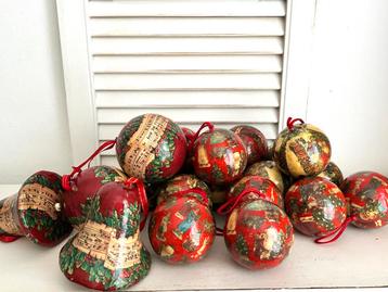 Vintage papier mache kerstballen kerstklok  21 stuks beschikbaar voor biedingen