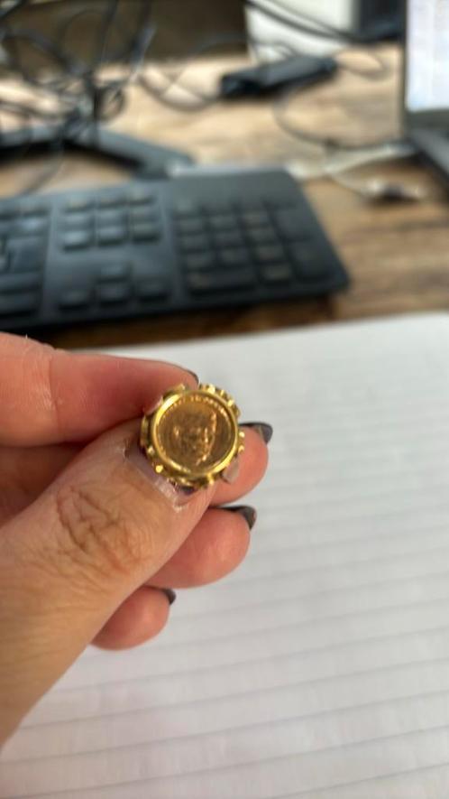 Munt ring John f Kennedy 14krt maat 18, Sieraden, Tassen en Uiterlijk, Ringen, Zo goed als nieuw, Dame, 17 tot 18, Goud, Ophalen of Verzenden