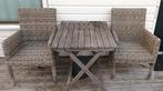 2 stoelen met hardhouten tafel, Tuin en Terras, Ophalen, Gebruikt