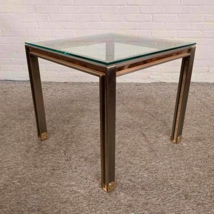 Tafel messing bijzet tafeltje Maison Jansen jaren 70., Huis en Inrichting, Tafels | Bijzettafels, Ophalen of Verzenden
