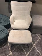 Bouclé stoel met poef - OTAK Zutphen, Ophalen, Zo goed als nieuw, Stof, 75 tot 100 cm