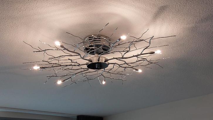 Plafonniere Forest 7 chroom, Huis en Inrichting, Lampen | Plafondlampen, Gebruikt, Metaal, Ophalen