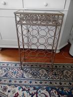 brocant metalen wijnrek glasplaat bovenop 44x20x72cm 20 fles, Ophalen