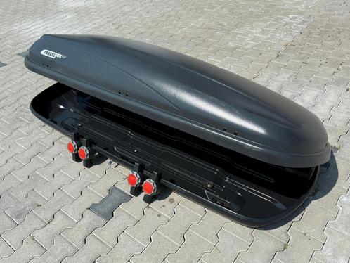 Grote Hapro Travelbox 5.0 MF XL zwarte dakkoffer skibox, Auto diversen, Dakkoffers, Zo goed als nieuw, Ophalen of Verzenden