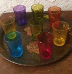 Acht oude  Frans gekleurde waterglazen glazen glas, Ophalen of Verzenden
