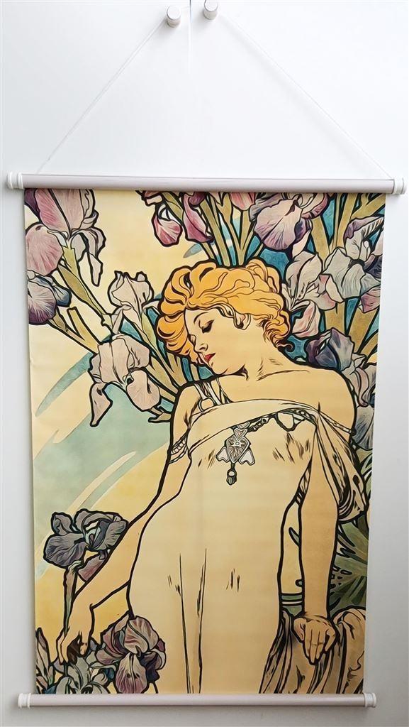Poster hanger ALPHONSE MUCHA Jugendstil Bloemen 1900, Antiek en Kunst, Kunst | Tekeningen en Foto's, Verzenden