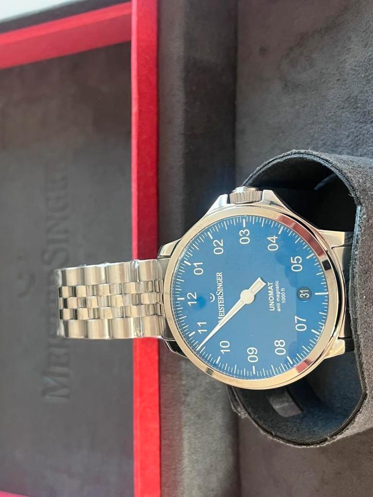 Meistersinger Unomat UN918 blue 43mm nieuw, Sieraden, Tassen en Uiterlijk, Horloges | Heren, Nieuw, Polshorloge, Overige merken