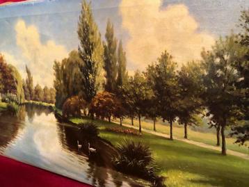 Oud schilderij klassiek landschap het park van J. Hils beschikbaar voor biedingen