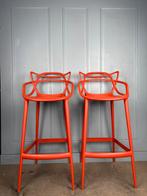10 Kartell Masters design krukken in oranje zgan, Kunststof, 5 krukken of meer, Met voetsteun, 60 tot 90 cm