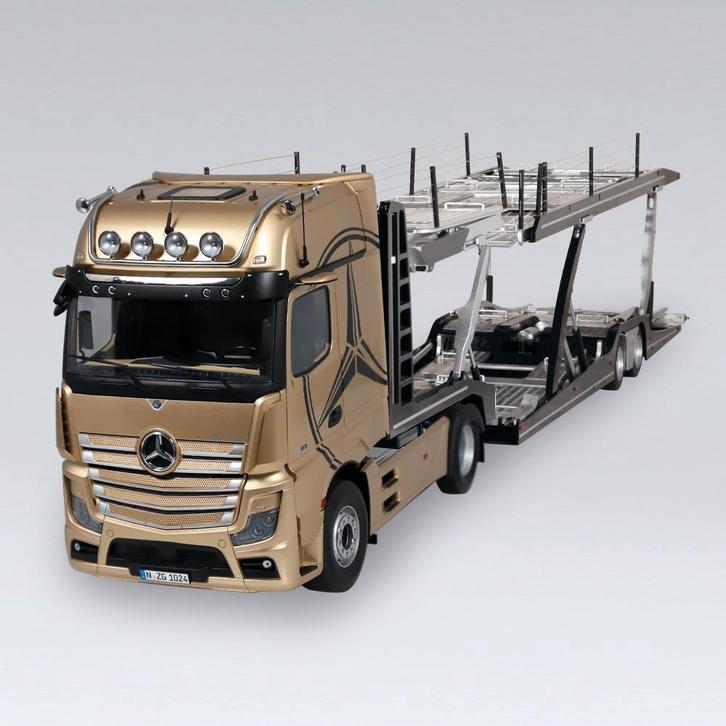 NZG Mercedes-Benz Actros Gigaspace 4x2 Lohr Transporter 1:18, Hobby en Vrije tijd, Modelauto's | 1:18, Nieuw, Ophalen of Verzenden
