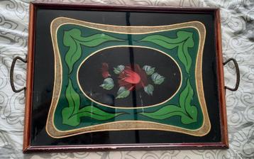 dienblad (art deco) afb roos met glazen afdekplaat beschikbaar voor biedingen