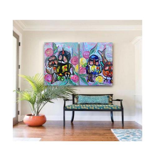 Love birds  ~canvas XL ~ atelier, Huis en Inrichting, Woonaccessoires | Schilderijen, Tekeningen en Foto's, Nieuw, Schilderij