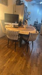 4 eetstoelen gevlochten velours Nieuw !!!, Huis en Inrichting, Complete eetkamers, Ophalen, Nieuw, Gevlochten velours, 4 tot 6 stoelen