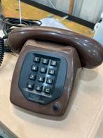 Vintage ptt de lyxe t65 druktoets telefoon 1980 mocca, Ophalen, Gebruikt
