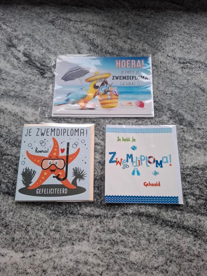 Nieuw wenskaarten Zwemdiploma, Diversen, Wenskaarten, Nieuw, Ophalen of Verzenden