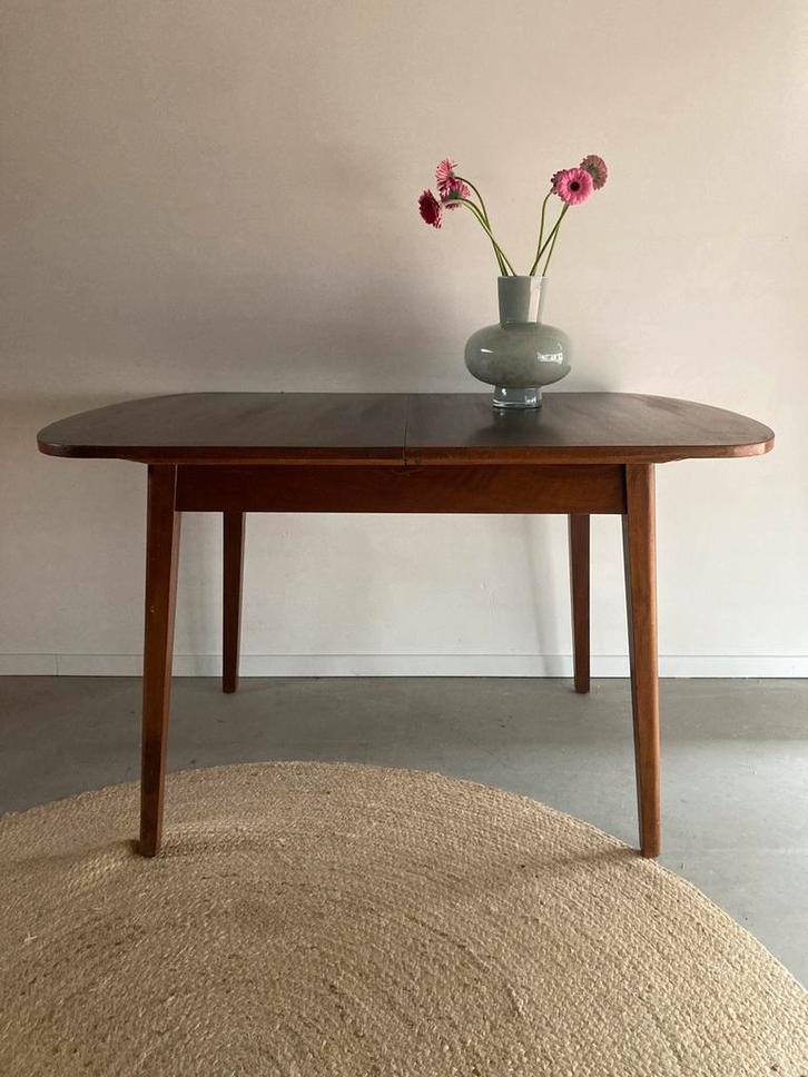 Midcentury vintage teak eettafel uitschuifbaar, Huis en Inrichting, Tafels | Eettafels, Gebruikt, 150 tot 200 cm, 100 tot 150 cm