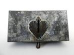 Heilig Hart zinken kistje geldkistje Kerk ca. 1850 offerblok, Antiek en Kunst, Antiek | Religie, Ophalen of Verzenden