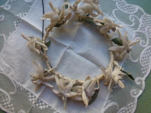 Antiek Bloemenkransje / Kroontje ‘Edelweiss’ (haaraccessoire, Antiek en Kunst, Antiek | Kleding en Accessoires, Verzenden