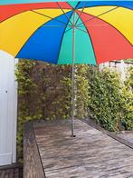Kampeer/tuin parasol en paraplu combinatie multikleur, 1 tot 2 meter, Ophalen of Verzenden, Stokparasol, Zo goed als nieuw