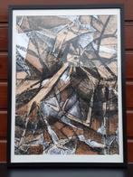 Schilderij vechtende hanen staand uniek er is er maar 1 van, Ophalen, Gebruikt, 50 tot 75 cm, Schilderij