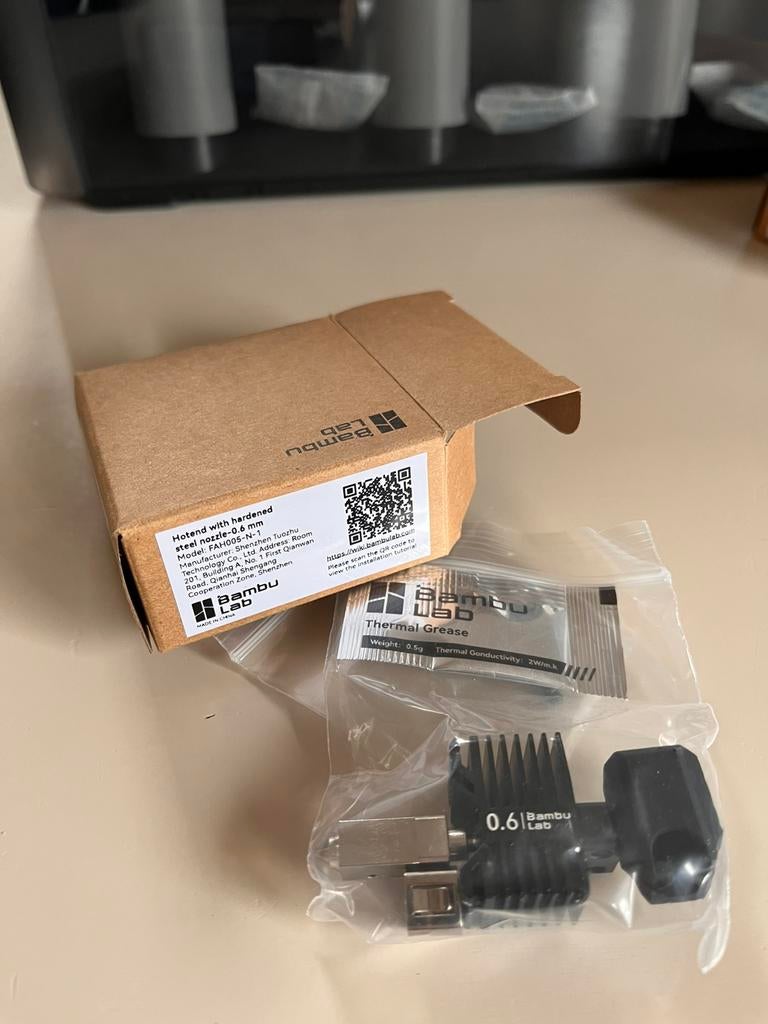 Bambu Lab X1C - Hotend with hardened steel nozzle 0.6mm, Ophalen of Verzenden, Nieuw