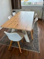 Eettafel met 6 witte kuipstoelen, Huis en Inrichting, Tafels | Eettafels, Ophalen, Gebruikt, 50 tot 100 cm, Vijf personen of meer
