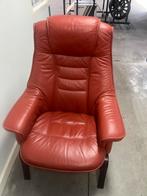 Vintage relax fauteuils rood leder setje, Huis en Inrichting, Fauteuils, Ophalen, Gebruikt, 75 tot 100 cm, 50 tot 75 cm