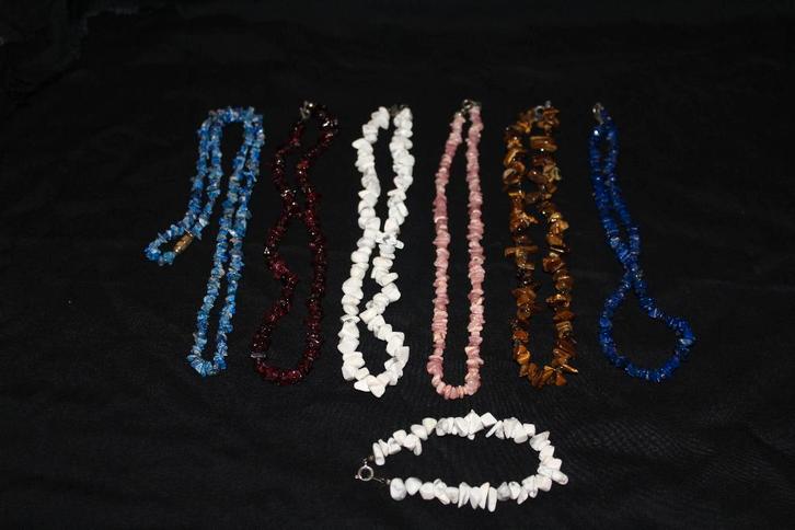 6 Colliers + 1 armband, halfedelsteen, nieuw, Sieraden, Tassen en Uiterlijk, Kettingen, Nieuw, Overige materialen, Ophalen of Verzenden