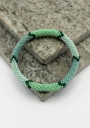 Glaskralen armband - groen en blauw - RB138 beschikbaar voor biedingen