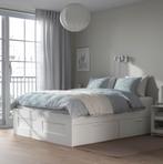 IKEA Bed met 4 Lades, Ophalen, Gebruikt, Wit, Tweepersoons