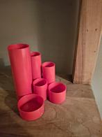 Vintage Rood Bureau Bakje - Italiaans Design, Huis en Inrichting, Kunststof, Gebruikt, Ophalen of Verzenden, Kaars