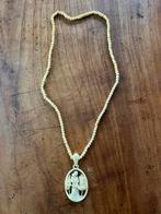 Antieke ivoren halsketting + medaillon Ketting Sieraad Ivoor, Overige materialen, Beige, Gebruikt, Ophalen of Verzenden