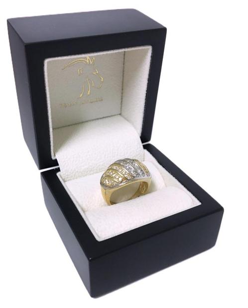 Gouden Bolle Bandring Heldere Briljant Geslepen Zirkonia, Sieraden, Tassen en Uiterlijk, Ringen, Zo goed als nieuw, Dame, 17 tot 18