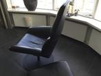 Design Fauteuil met Hocker Zwart, Huis en Inrichting, Fauteuils, Ophalen, Gebruikt, Leer, 75 tot 100 cm